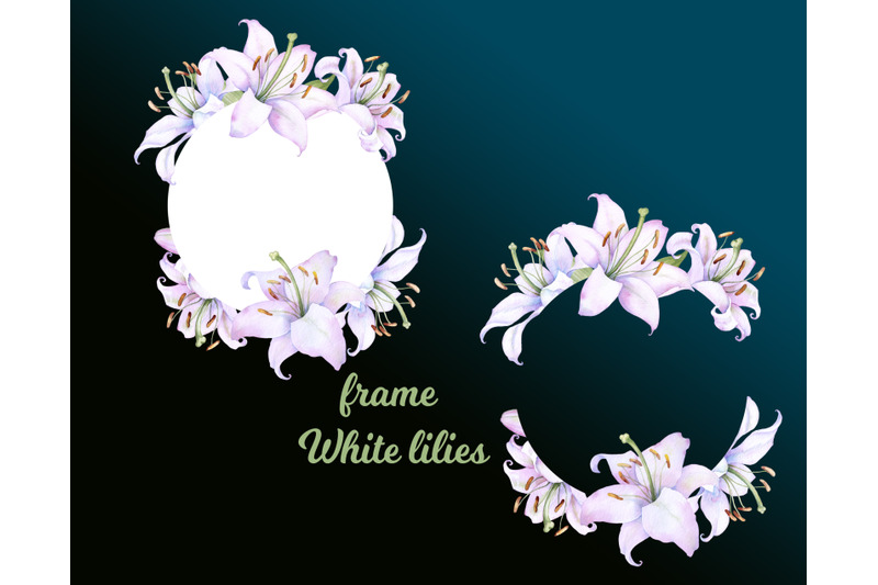 round-frame-with-watercolor-nbsp-white-lilies-flowers