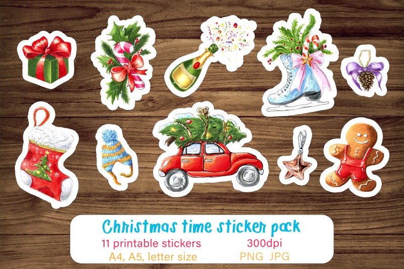 Download Christmas Stickers Printable Sticker Pack Stickers Png By Shuneika Thehungryjpeg Com