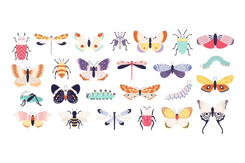 decorative-insects-doodle-beetles-butterflies-dragonflies-bee-cat