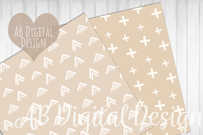 neutral-digital-paper-brown-beige-nude-boho-scandi-patterns