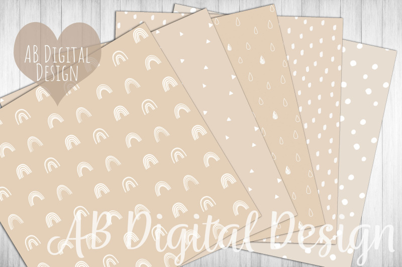 neutral-digital-paper-brown-beige-nude-boho-scandi-patterns