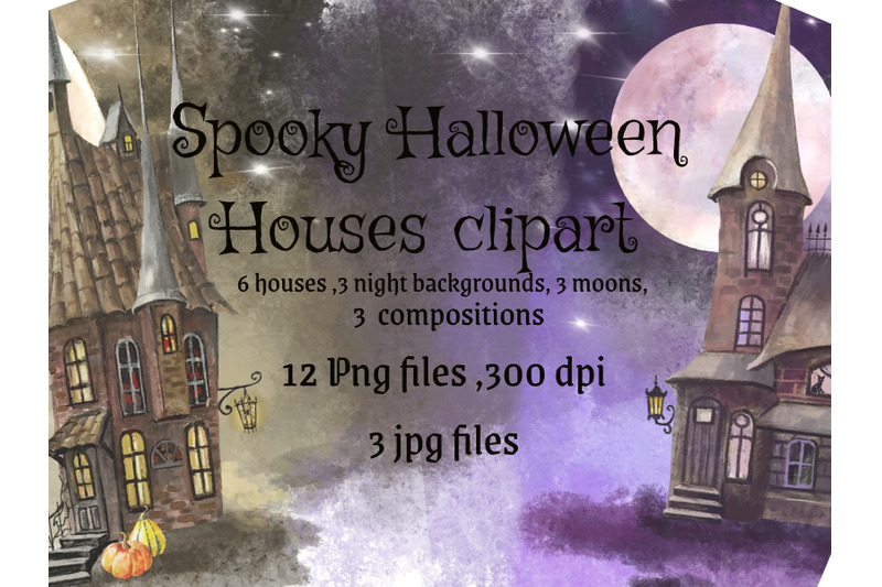 houses-watercolor-clipart-magic-moon-mystical-house