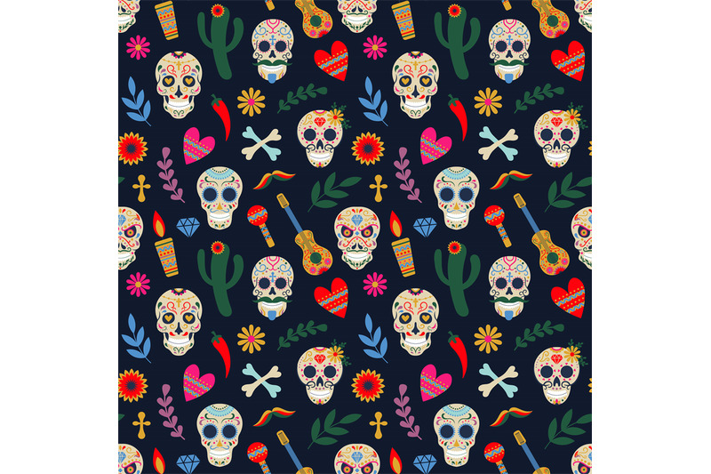 dia-de-los-muertos-pattern-day-of-the-dead-mexican-floral-sugar-human