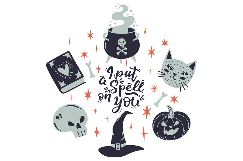 halloween-lettering-quote-with-witchery-elements-hat-cauldron-cat