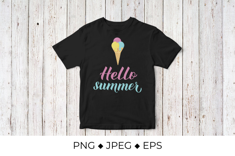 hello-summer-lettering-with-colorful-ice-cream