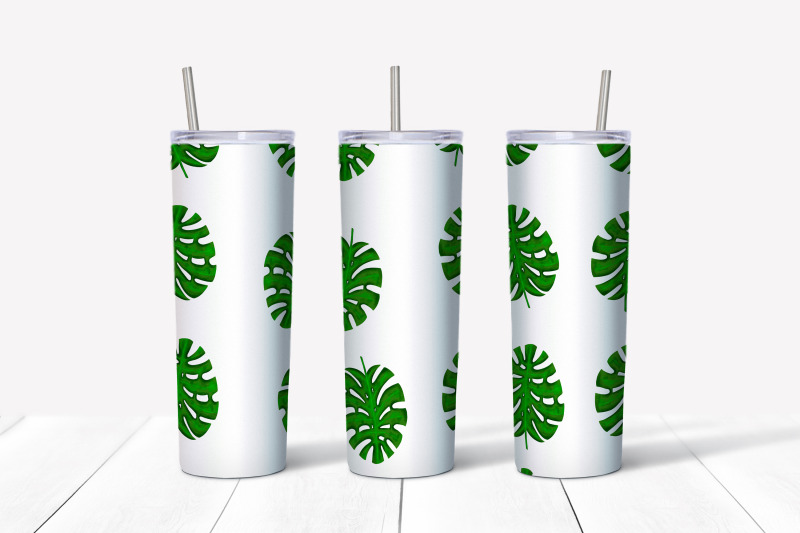 tropical-leaves-sublimation-design-skinny-tumbler-wrap-design