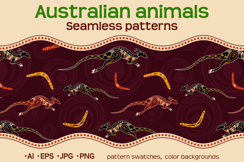 10-color-australian-seamless-patterns-with-animals