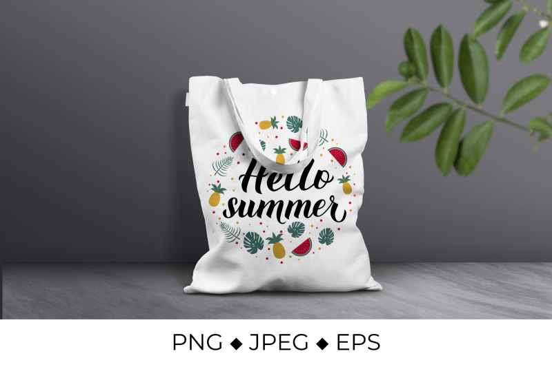 hello-summer-calligraphy-lettering-with-watermelons-pineapples-and-pa