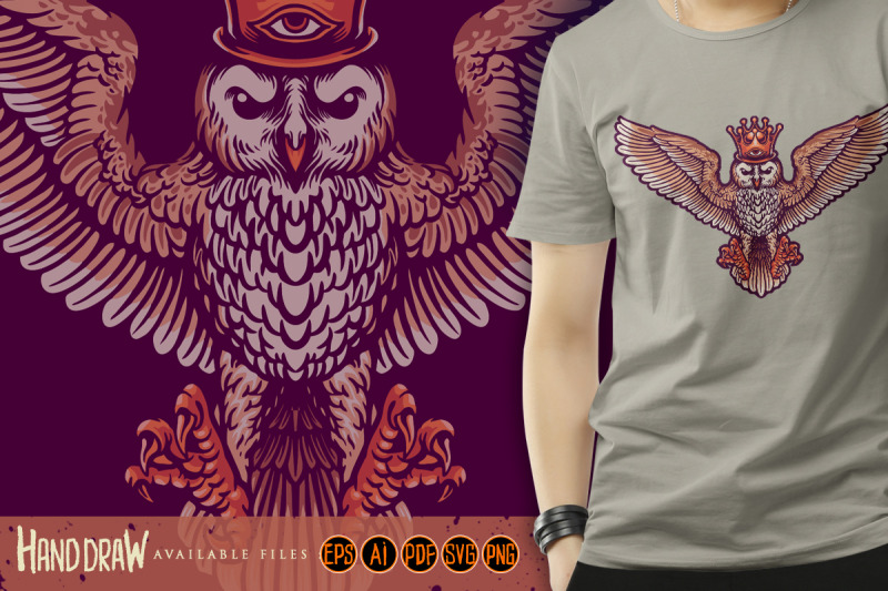 king-owl-cartoon-mascot-illustrations