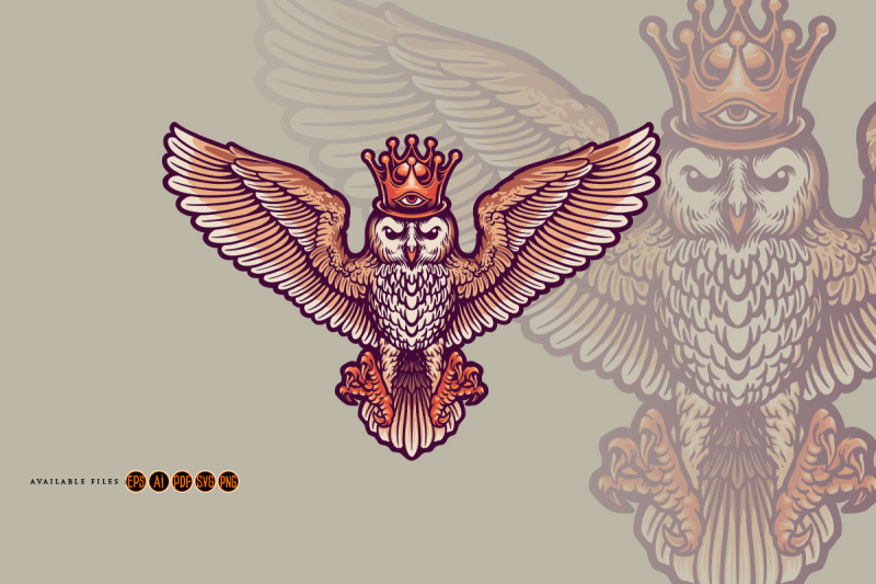 king-owl-cartoon-mascot-illustrations