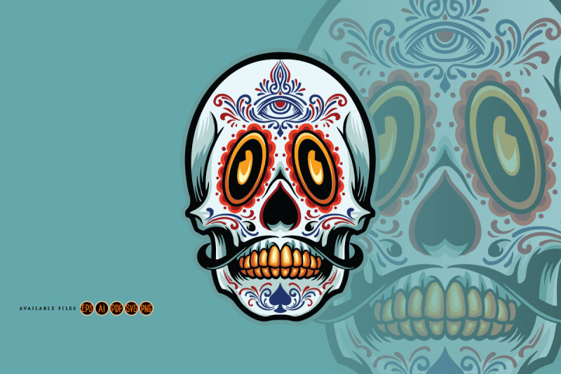 mexican-sugar-skull-cartoon-gold-tooth