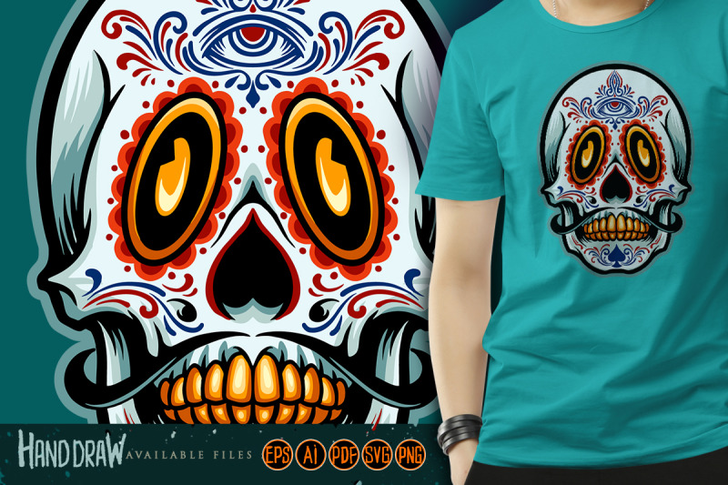 mexican-sugar-skull-cartoon-gold-tooth