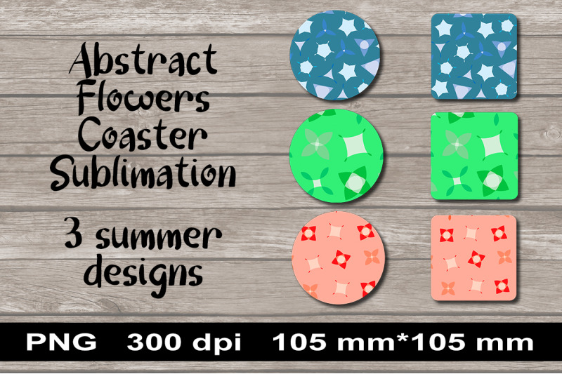 3-coaster-sublimation-png-designs-summer-abstract-flowers