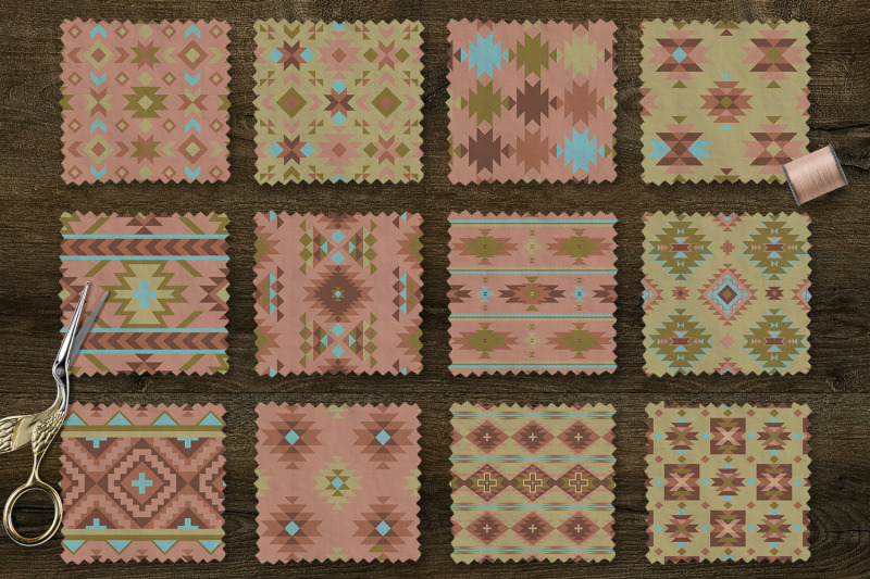 12-seamless-southwest-patterns-turquoise-green-amp-brown