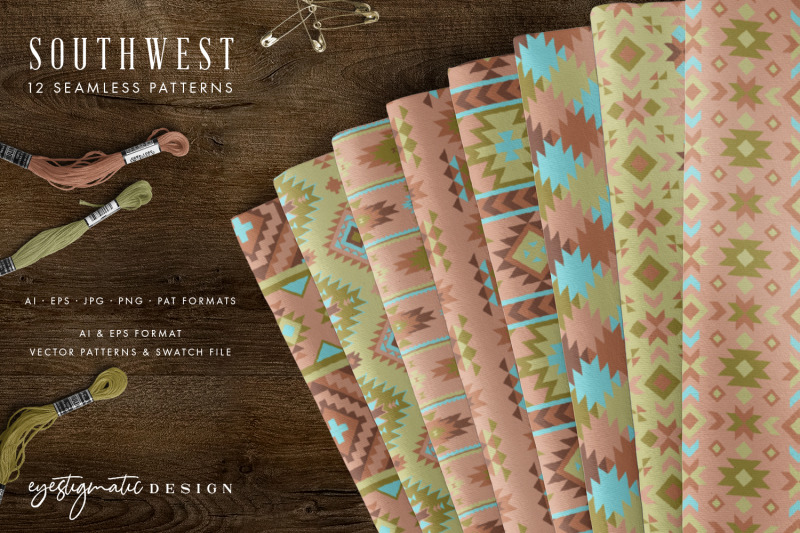 12-seamless-southwest-patterns-turquoise-green-amp-brown