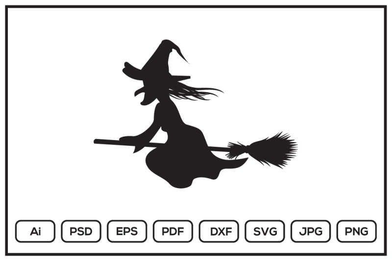 silhouette-of-witch-riding-flying-broom-design-illustration