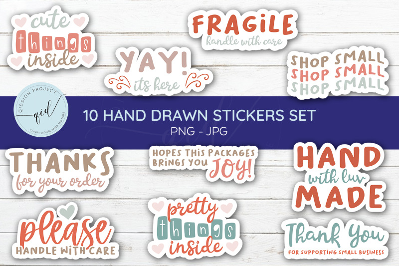 10-hand-drawn-stickers-set
