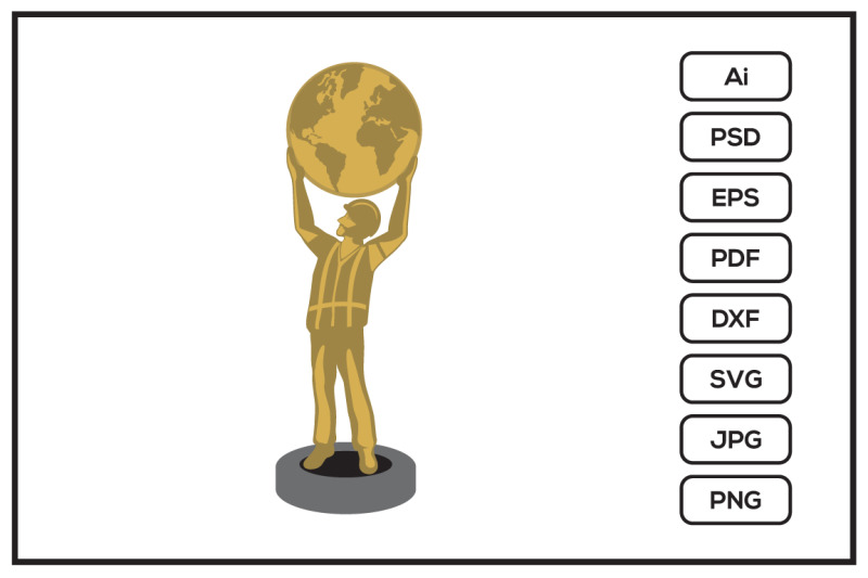 construction-trophy-worker-holding-globe-design-illustration