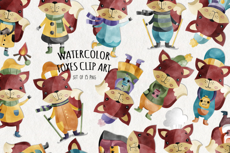 watercolor-fox-clipart-set-of-15