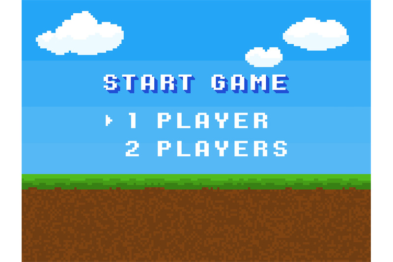 pixel-start-game-8-bit-control-menu-screen-retro-digital-gameplay-te