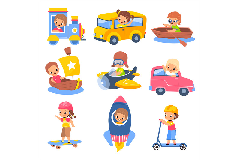 kids-transportation-children-in-carriage-vehicles-little-travellers