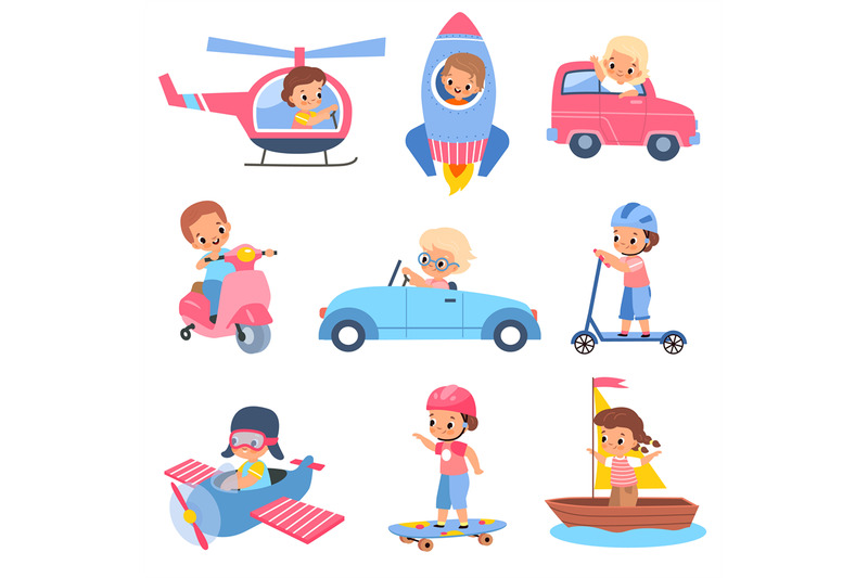 children-drivers-young-happy-kids-characters-in-different-transport