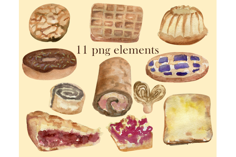 watercolor-bakery-pie-food-clipart-cupcake-png