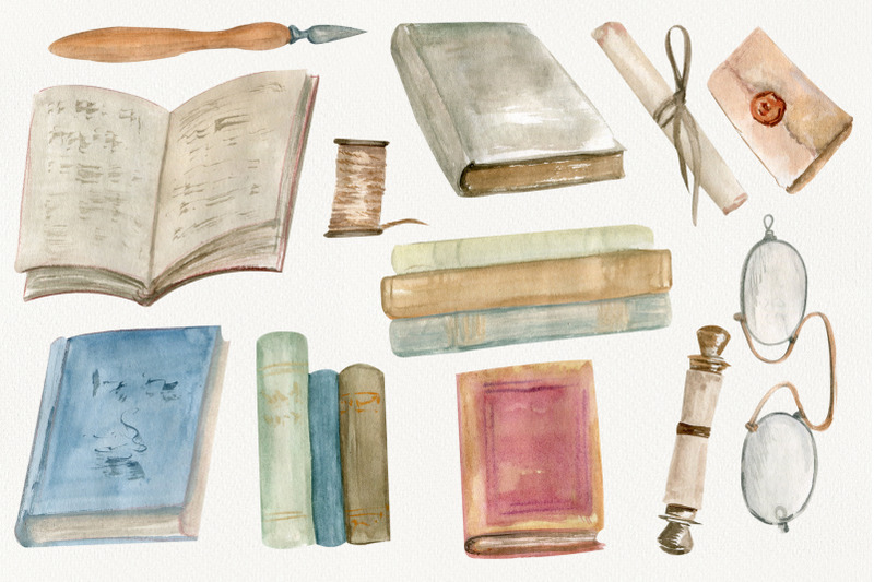 watercolor-vintage-book-clipart-books-png