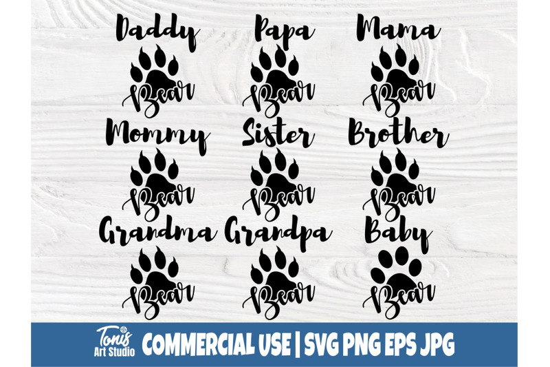 bear-family-svg-bear-feet-svg-bear-silhouette-mama-svg-papa-svg