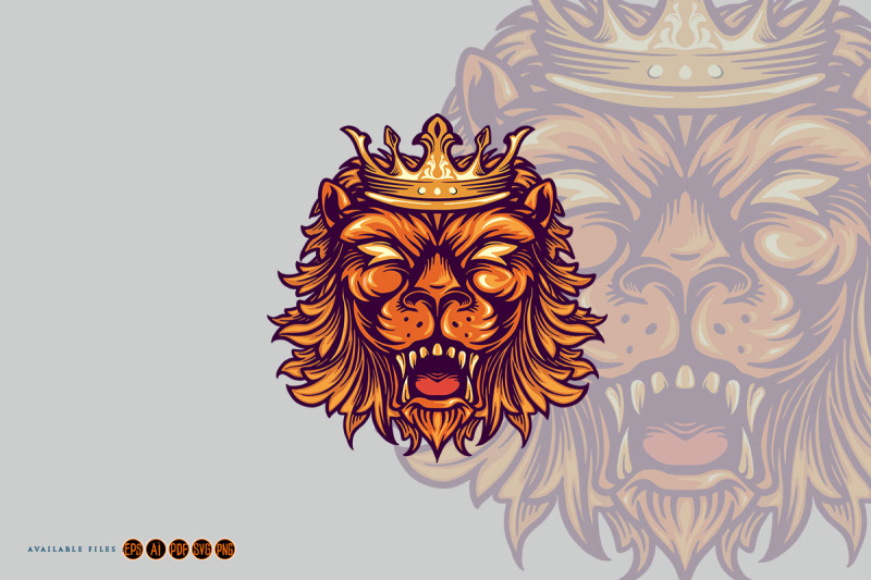 crown-tiger-head-ornaments-illustrations