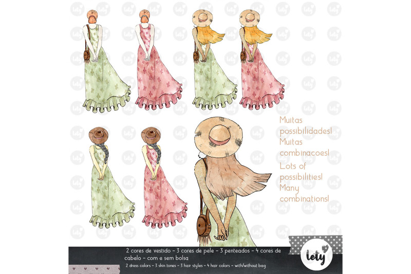 boho-girls-watercolor-clipart