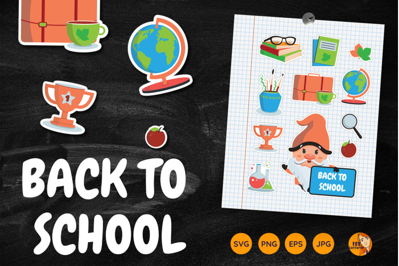 cartoon-gnome-and-school-stickers