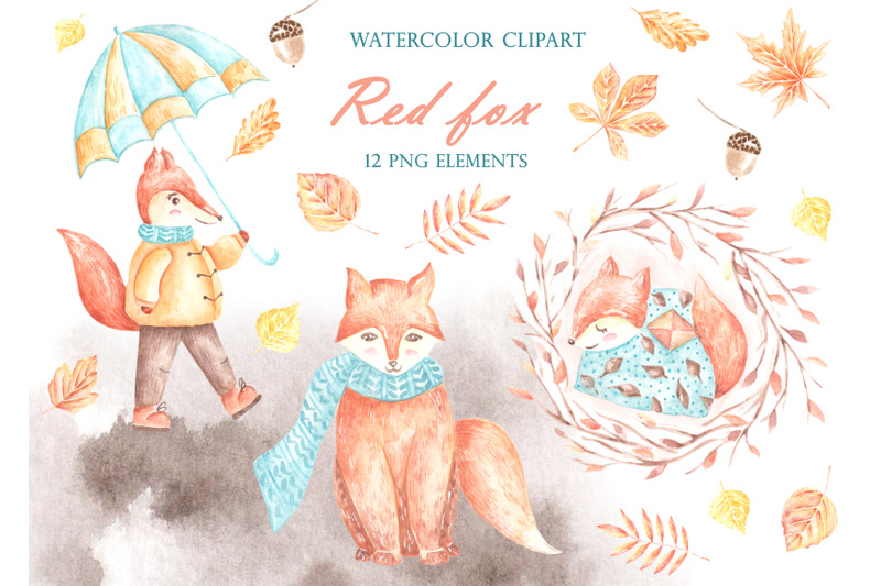 fall-fox-watercolor-clipart-little-fox-illustrations-for-children