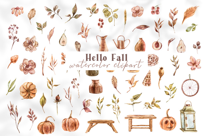 floral-fall-clipart-pumpkin-illustrations-60-png-files