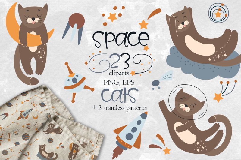 space-cat-clipart-space-seamless-pattern-outerspace-cute-cat-prints