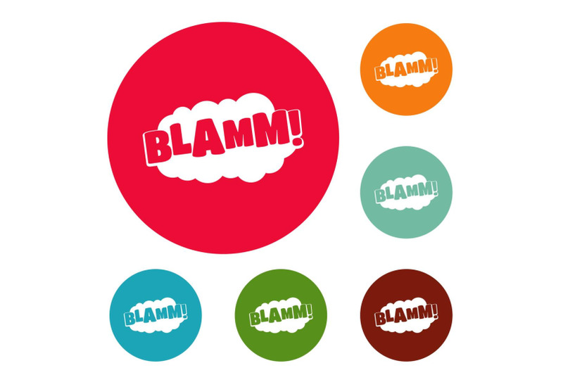 comic-boom-blamm-icons-circle-set-vector