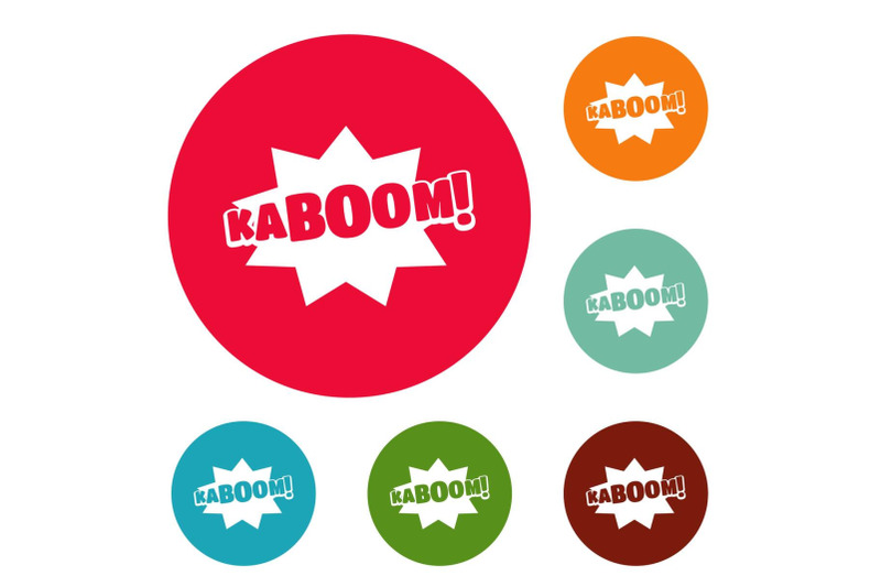 comic-boom-kaboom-icons-circle-set-vector