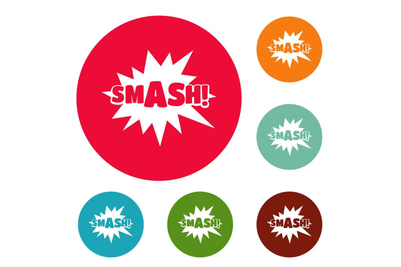 comic-boom-smash-icons-circle-set-vector
