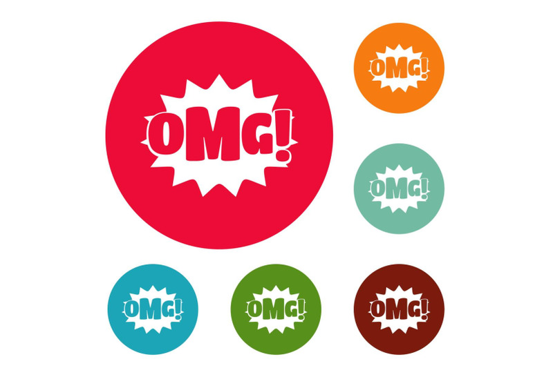 comic-boom-omg-icons-circle-set-vector