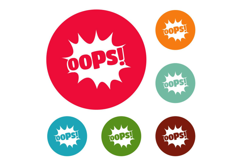 comic-boom-oops-icons-circle-set-vector