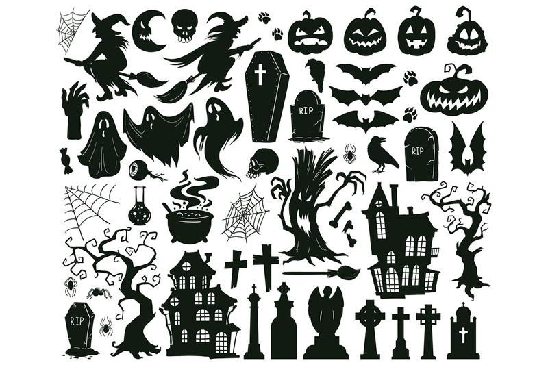 halloween-spooky-elements-cartoon-halloween-spooky-evil-silhouettes