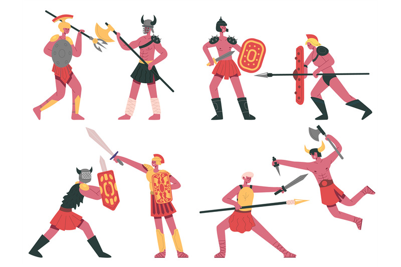 fighting-roman-gladiators-warlike-armed-greek-warriors-roman-battle