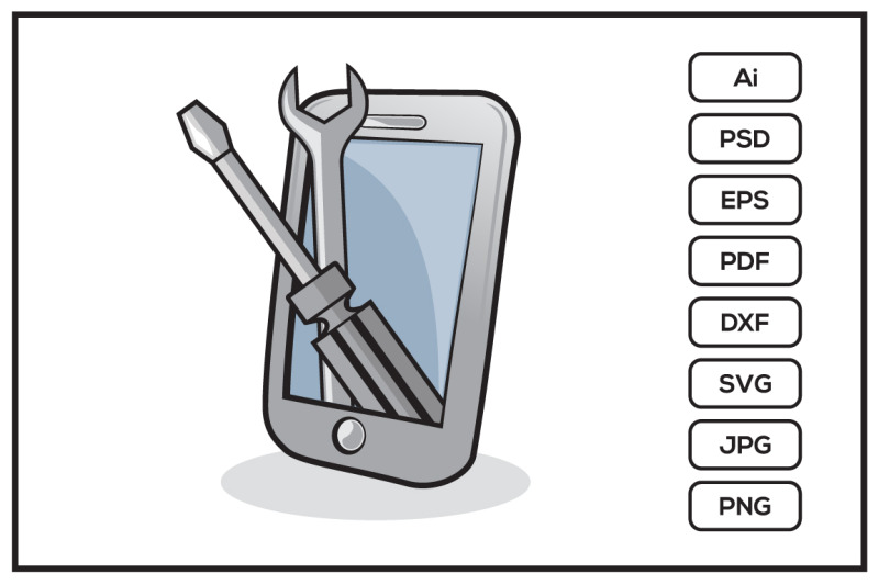 phone-cell-with-screw-driver-and-wrench-design-illustration