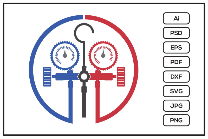 hvac-logo-with-pressure-gauge-manometer-symbol-design-illustration