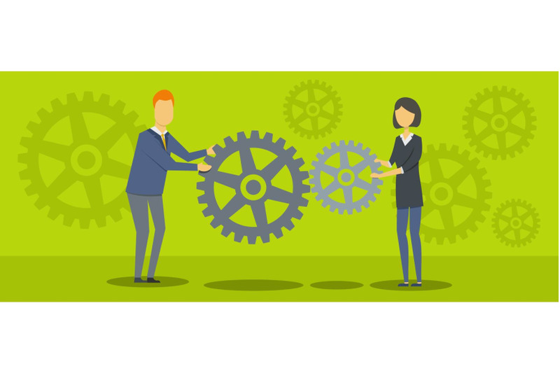teacher-with-gear-banner-flat-style