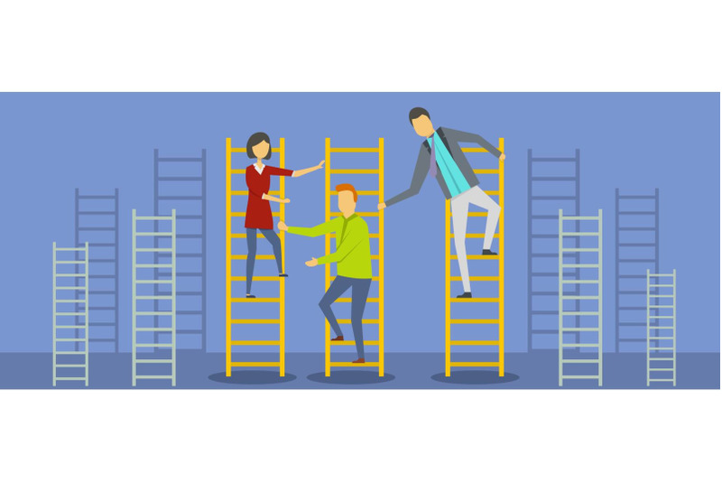 teacher-on-stairs-banner-flat-style