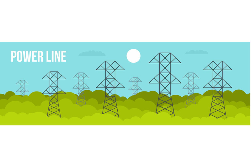 power-line-banner-flat-style