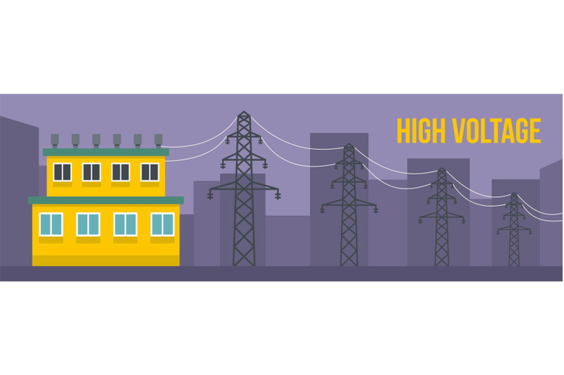high-voltage-banner-flat-style