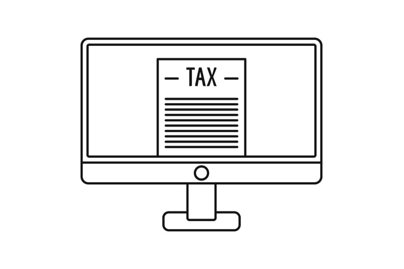 tax-by-computer-icon-outline-style