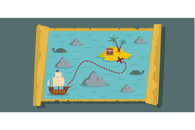 sea-map-banner-flat-style